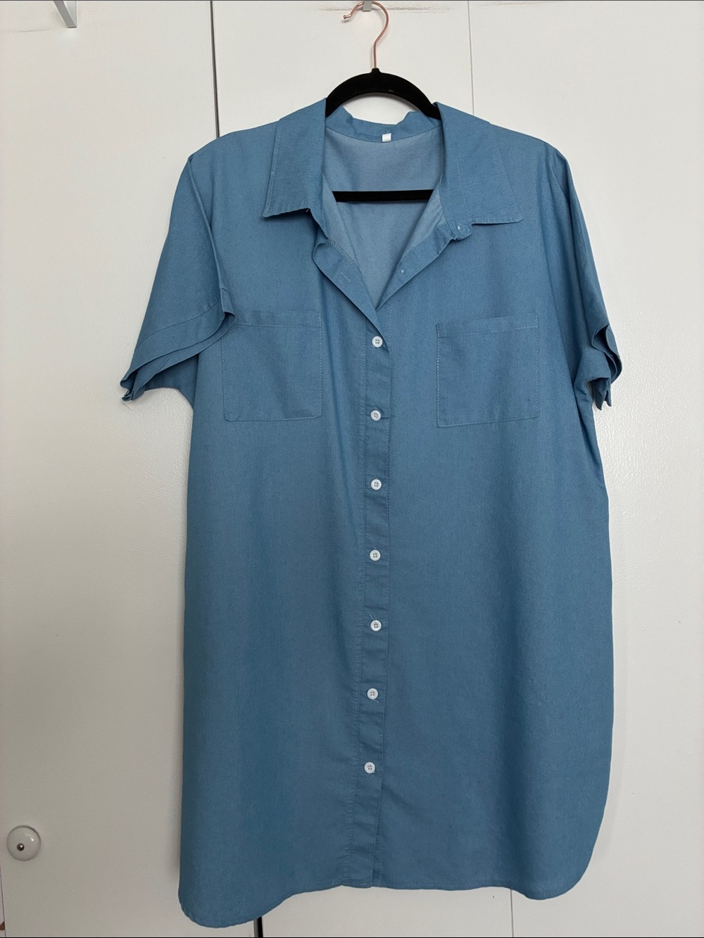 Button-Up Shirt Dress in Slate Blue